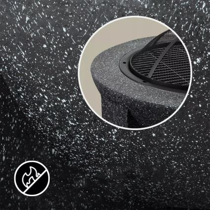 Преносимо огнище с грил-решетка 74x30 cm, черен/тъмен гранит