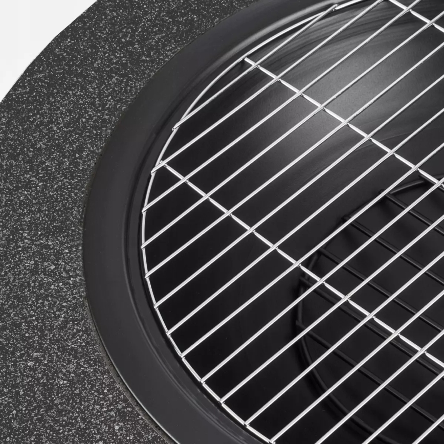Преносимо огнище с грил-решетка 74x30 cm, черен/тъмен гранит