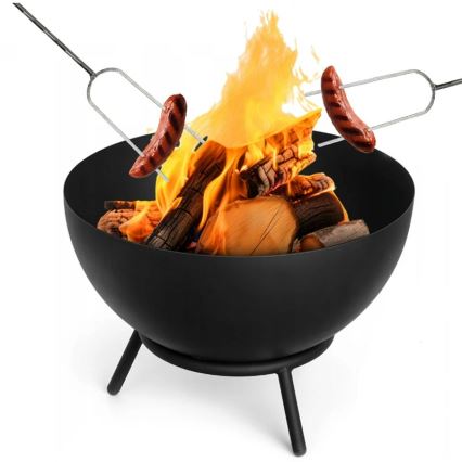 Преносимо огнище за дърва 57x30 см черно