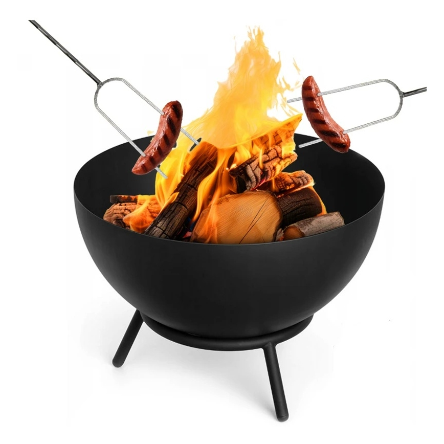 Преносимо огнище за дърва 57x30 см черно