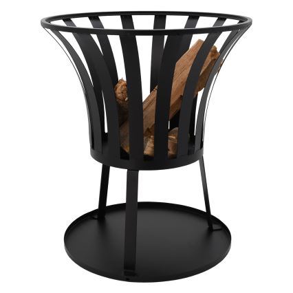 Преносимо огнище за дърва с решетка черно