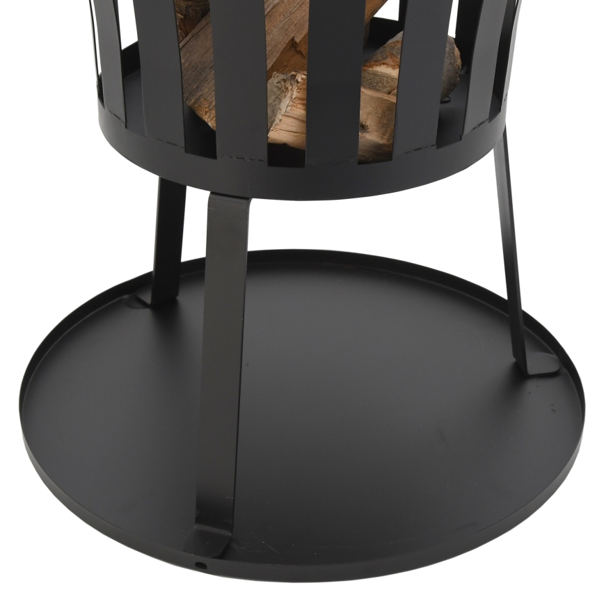 Преносимо огнище за дърва с решетка черно