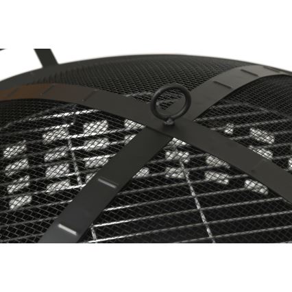 Преносимо огнище за дърва с решетка, черно