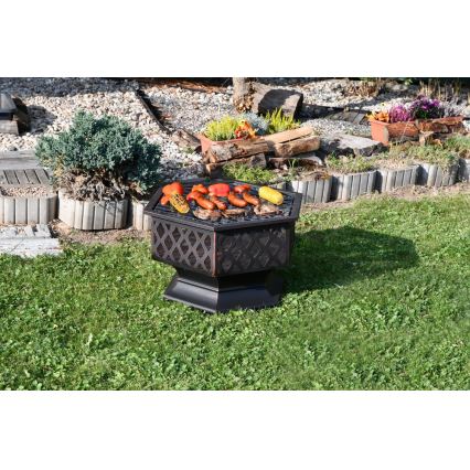 Преносимо огнище за дърва с решетка, черно/патина