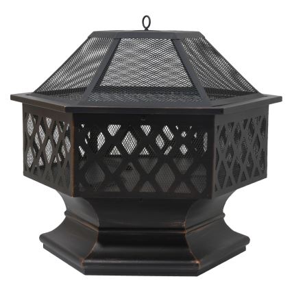 Преносимо огнище за дърва с решетка, черно/патина