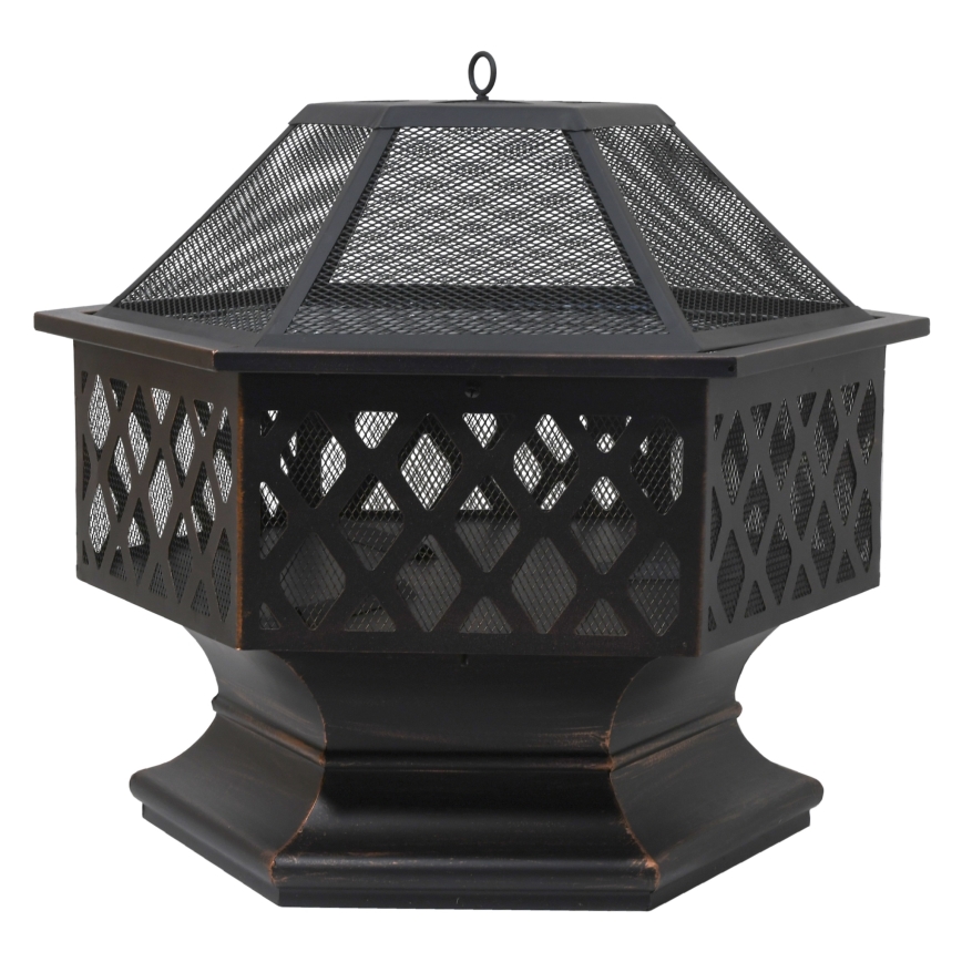 Преносимо огнище за дърва с решетка, черно/патина