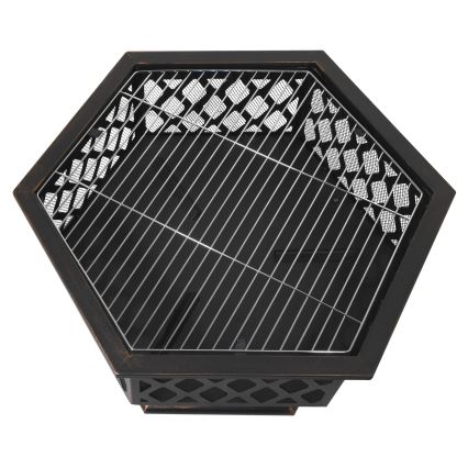 Преносимо огнище за дърва с решетка, черно/патина