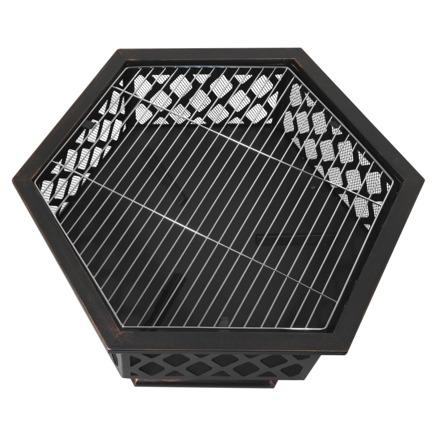 Преносимо огнище за дърва с решетка, черно/патина