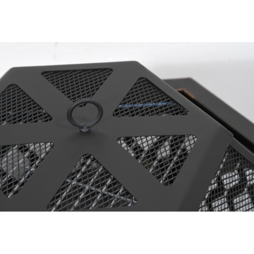 Преносимо огнище за дърва с решетка, черно/патина