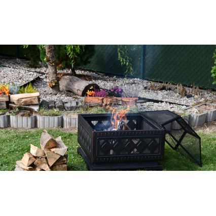 Преносимо огнище за дърва с решетка черно/патина