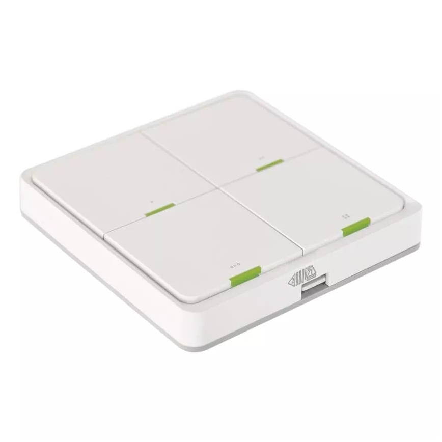 Превключвател 4 бутона GoSmart 1xCR2430 Tuya бял