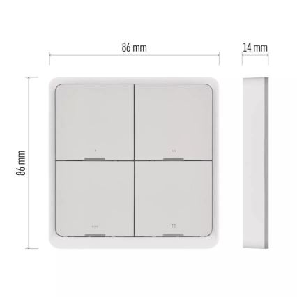 Превключвател 4 бутона GoSmart 1xCR2430 Tuya бял