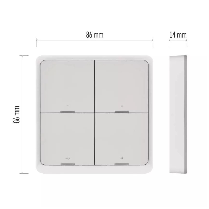 Превключвател 4 бутона GoSmart 1xCR2430 Tuya бял