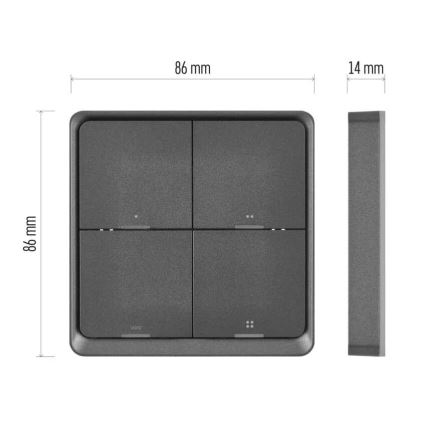 Превключвател 4 бутона GoSmart 1xCR2430 Tuya черен