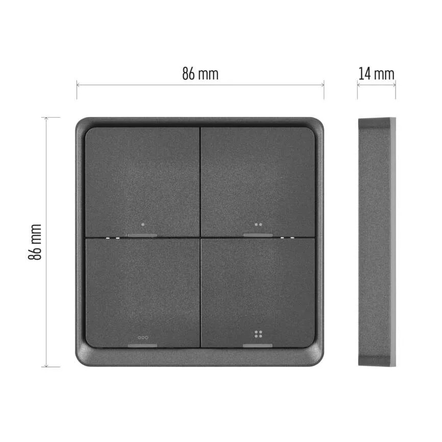 Превключвател 4 бутона GoSmart 1xCR2430 Tuya черен