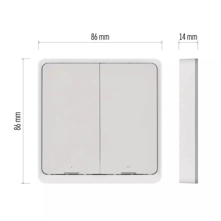 Превключвател с 2 бутона GoSmart 1xCR2430 Tuya бял