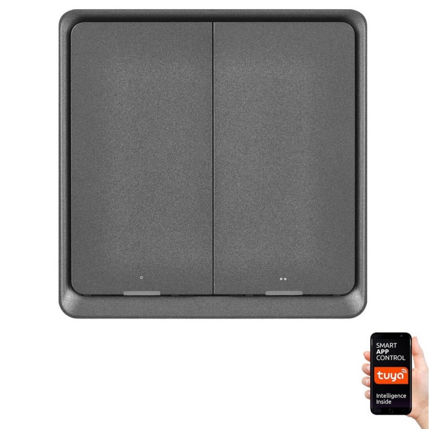 Превключвател с 2 бутона GoSmart 1xCR2430 Tuya черен