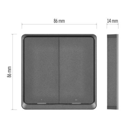 Превключвател с 2 бутона GoSmart 1xCR2430 Tuya черен