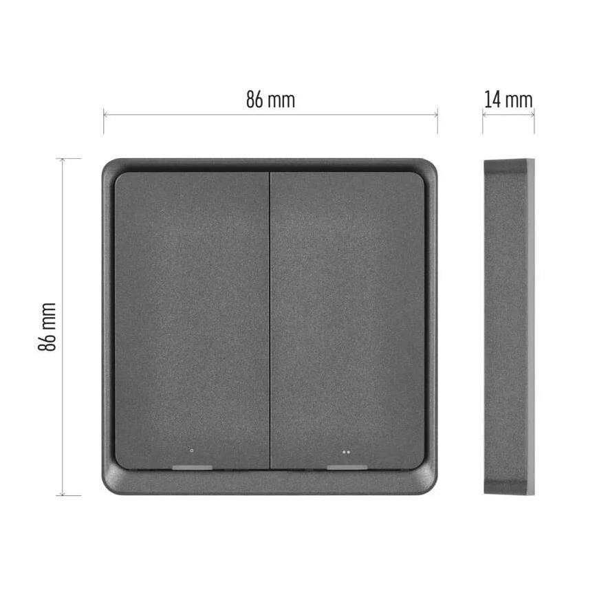 Превключвател с 2 бутона GoSmart 1xCR2430 Tuya черен