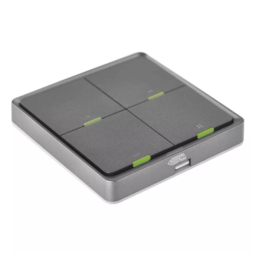 Превключвател 4 бутона GoSmart 1xCR2430 Tuya черен