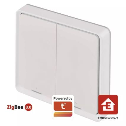 Превключвател с 2 бутона GoSmart 1xCR2430 Tuya бял