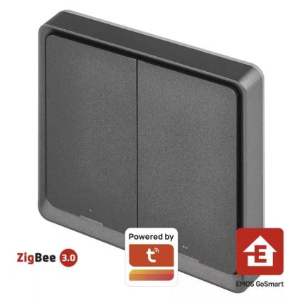 Превключвател с 2 бутона GoSmart 1xCR2430 Tuya черен