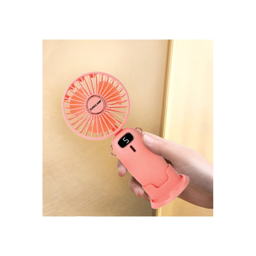 Презареждаем джобен вентилатор 3W/5V 1200 mAh розов