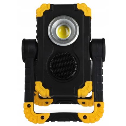 LED акумулаторен прожектор с вграден високоговорител и функция powerbank LED/10W/5V 4400 mAh IP44 черно/жълто