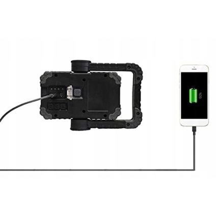 LED акумулаторен прожектор с вграден високоговорител и функция powerbank LED/10W/5V 4400 mAh IP44 черно/жълто