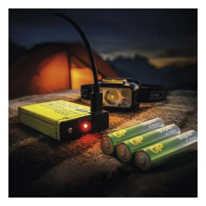 Презареждаема челна лампа с регулирана яркост LED/3xAAA/1000 mAh 3,7V