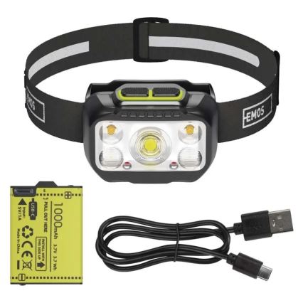 Презареждаема челна лампа с регулирана яркост LED/3xAAA/1000 mAh 3,7V
