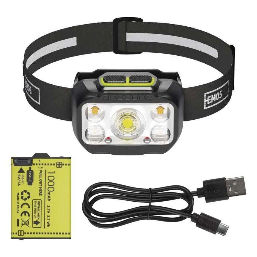 Презареждаема челна лампа с регулирана яркост LED/3xAAA/1000 mAh 3,7V