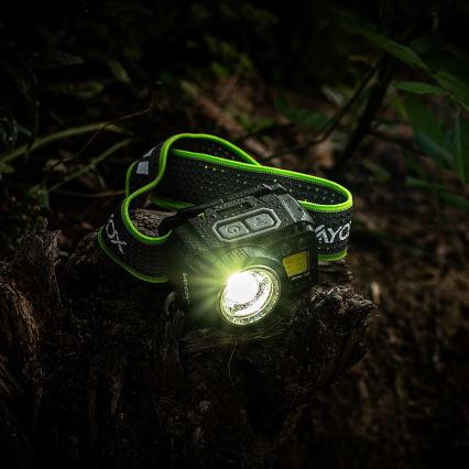 LED презареждаем челник с регулируема яркост, със сензор и червена светлина LED/6W/5V/3xAAA IP66 500 lm 1200 mAh