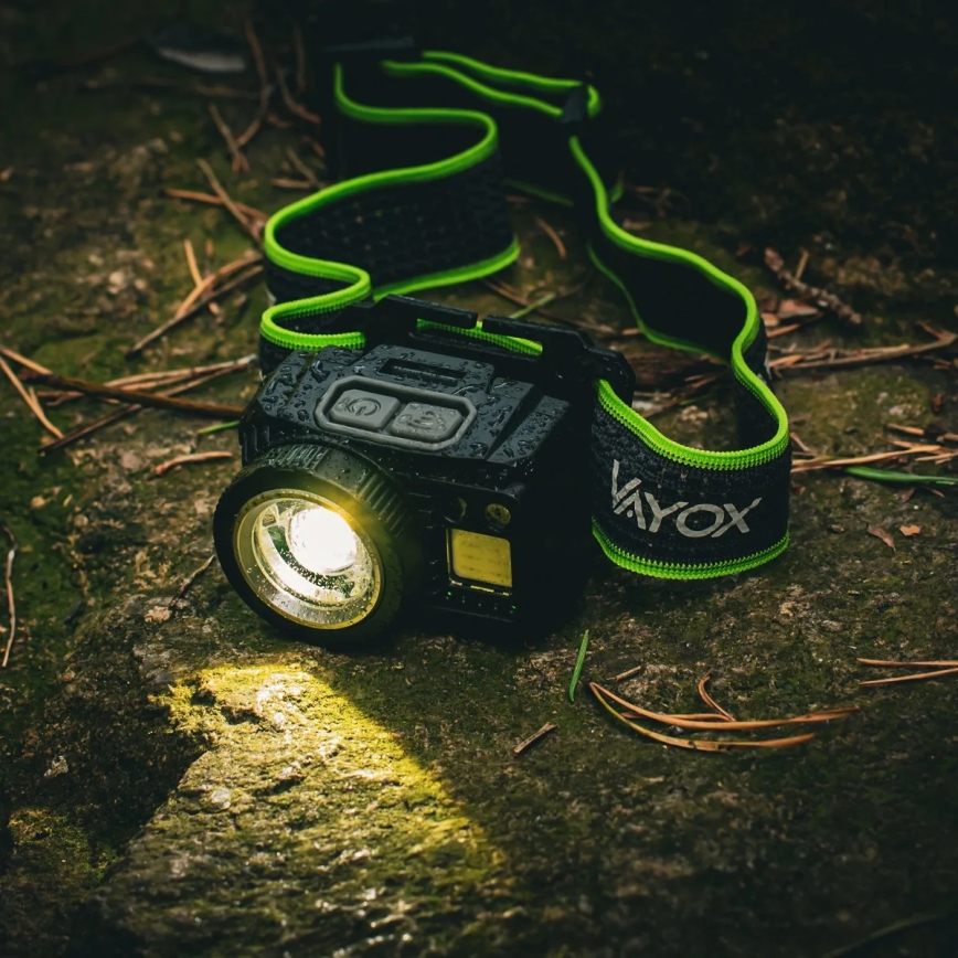 LED презареждаем челник с регулируема яркост, със сензор и червена светлина LED/6W/5V/3xAAA IP66 500 lm 1200 mAh