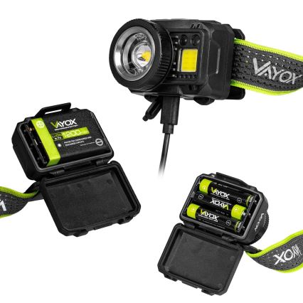 LED презареждаем челник с регулируема яркост, със сензор и червена светлина LED/6W/5V/3xAAA IP66 500 lm 1200 mAh