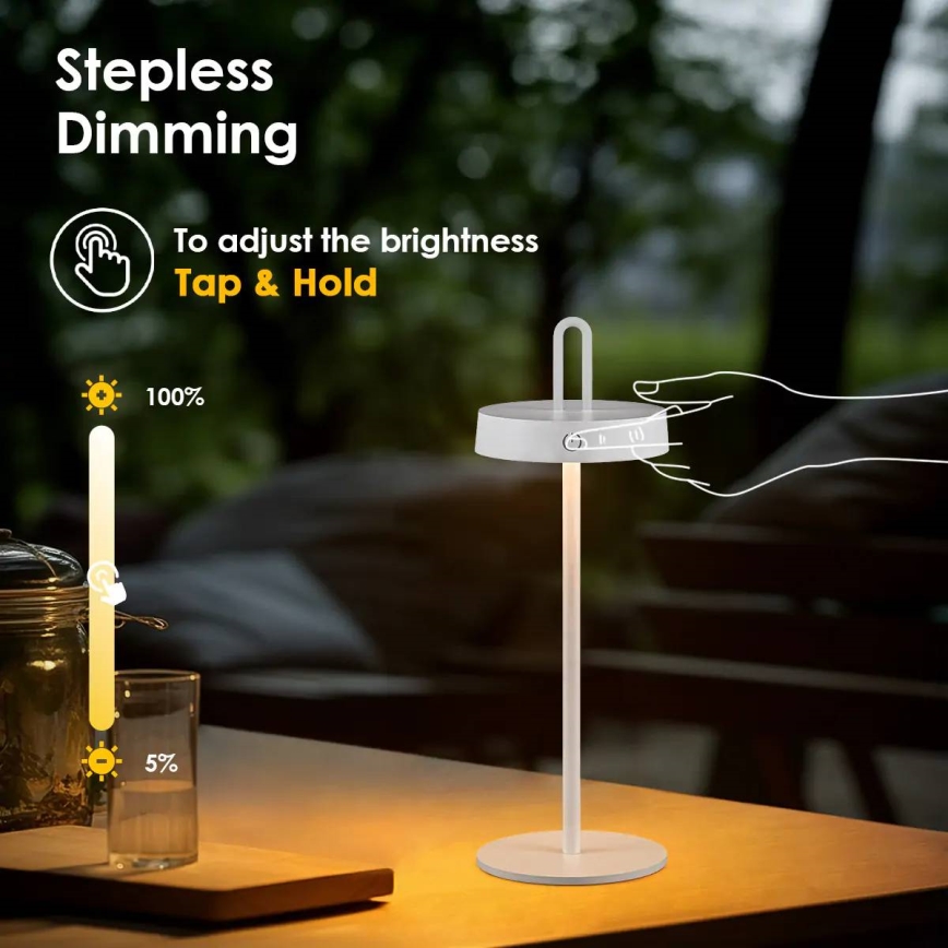 LED димируема външна презареждаема сензорна настолна лампа SHINE LED/1,5W/3,7V 3000 mAh IP44 бяла