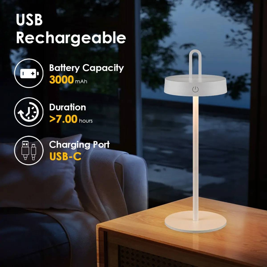 LED димируема външна презареждаема сензорна настолна лампа SHINE LED/1,5W/3,7V 3000 mAh IP44 бяла