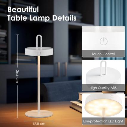 LED димируема външна презареждаема сензорна настолна лампа SHINE LED/1,5W/3,7V 3000 mAh IP44 бяла