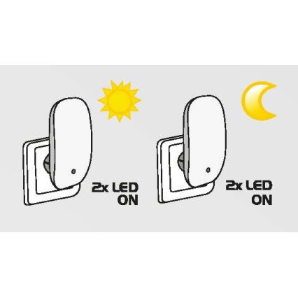 Prezent 1619 - LED Лампа за контакт 2xLED/0,3W/230V сензор