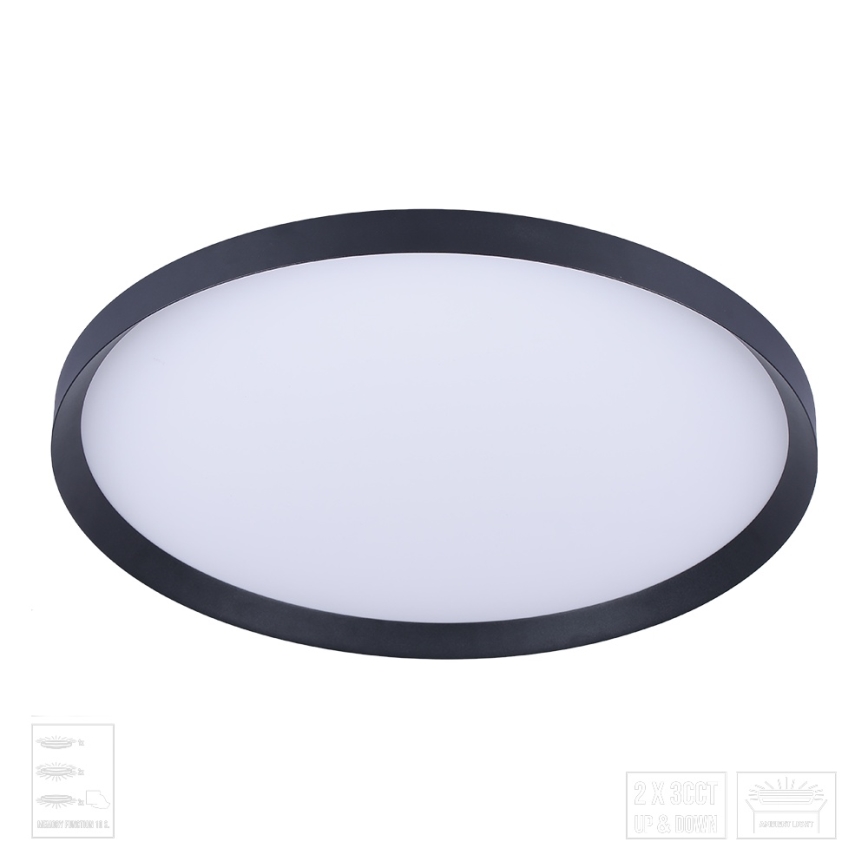 Prezent 17311 - LED таванно осветително тяло ADRA LED/42W/230V + LED/13W 3000/4000/6000K Ø 48,5 cm черно