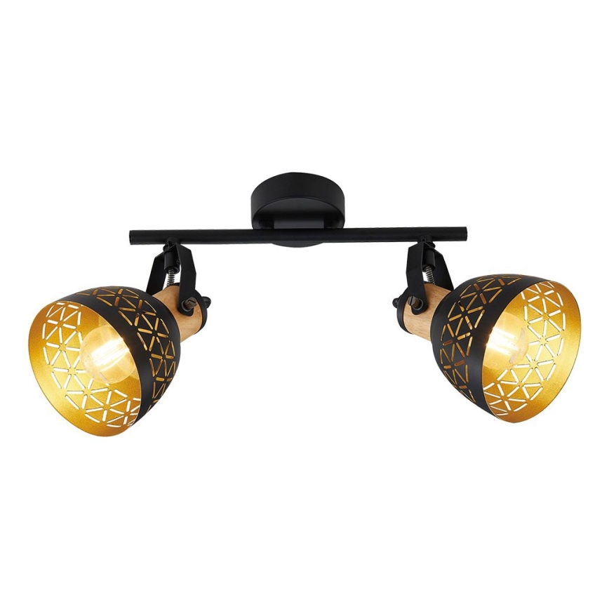 Prezent 27523 - Спот MESCALA 2xE14/40W/230V черен/каучуково дърво