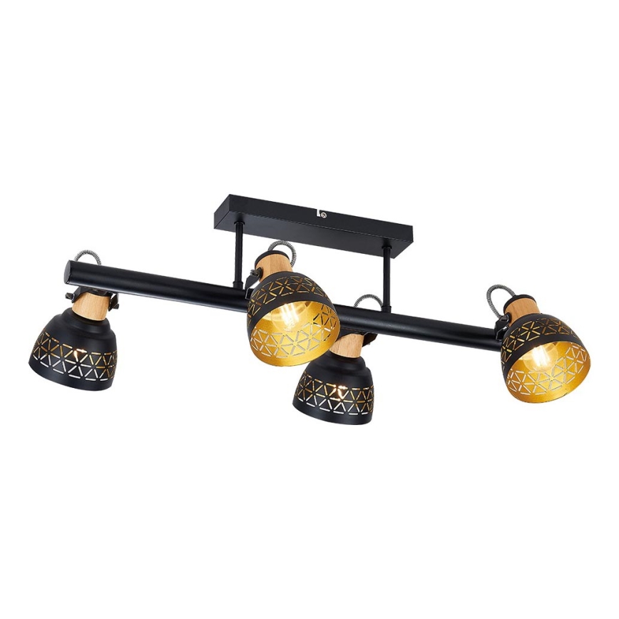 Prezent 27524 - Полилей за повърхностен монтаж MESCALA 4xE14/40W/230V черен/каучуково дърво