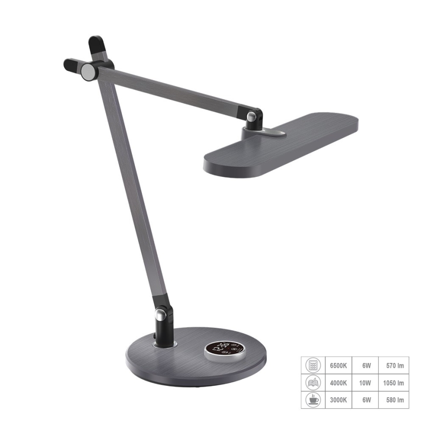 Prezent 31216 - LED Димируем докосване flexible настолна лампа с дисплей ZIPP LED/12W/230V 3000-6500K