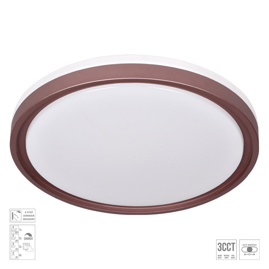 Prezent 71344 - димируемо таванно осветително тяло FLOREN LED/30W/230V 3000/4000/6500K Ø 41,5 см кафяво