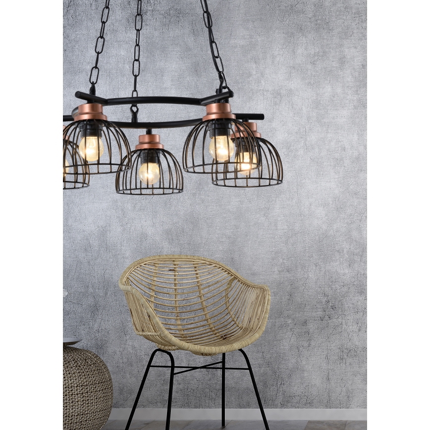 Prezent 75466 - Полилей на верижка BASKET 5xE27/60W/230V