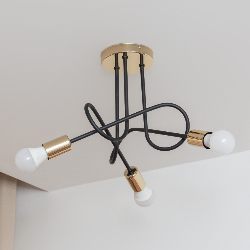 Прикрепен полилей OXFORD 3xE27/15W/230V златен/черен