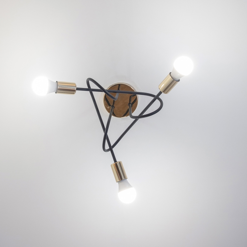 Прикрепен полилей OXFORD 3xE27/15W/230V златен/черен