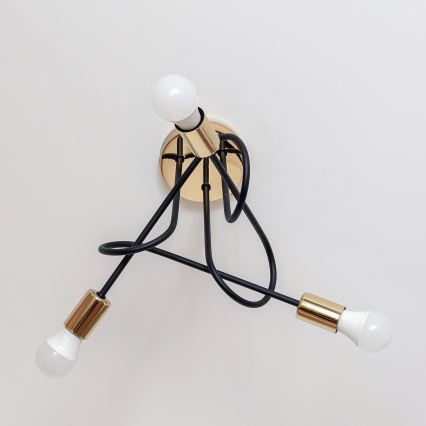 Прикрепен полилей OXFORD 3xE27/15W/230V златен/черен