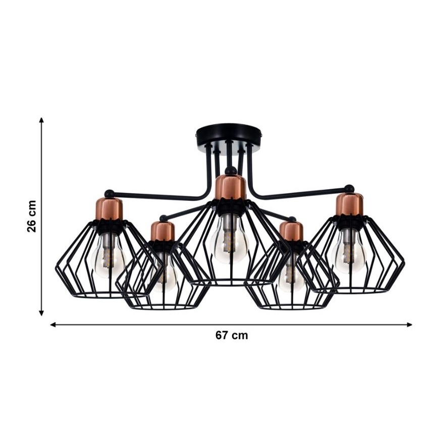 Прикрепен полилей PORTO 5xE27/40W/230V