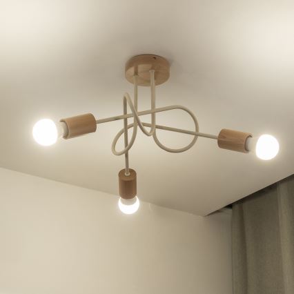 Прикрепен таванен полилей OXFORD 3xE27/15W/230V бор/крем